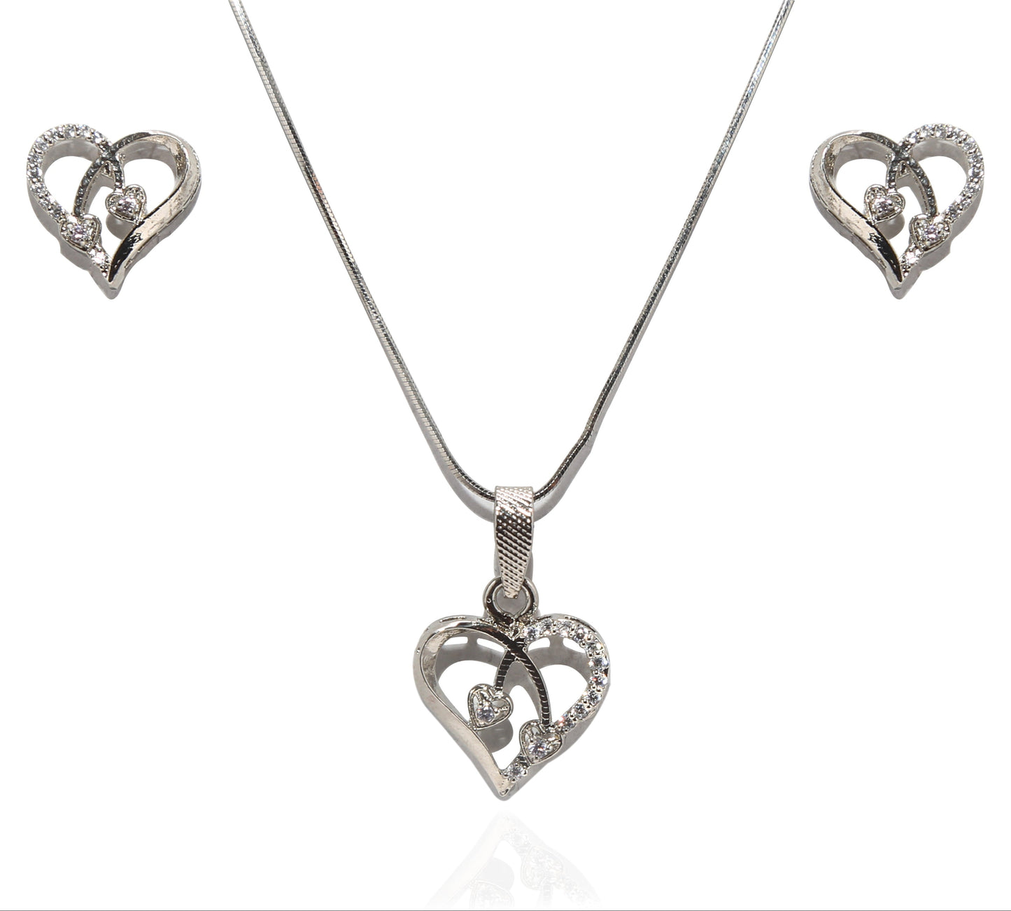 Celeste Heart Duo Silver Pendant Set