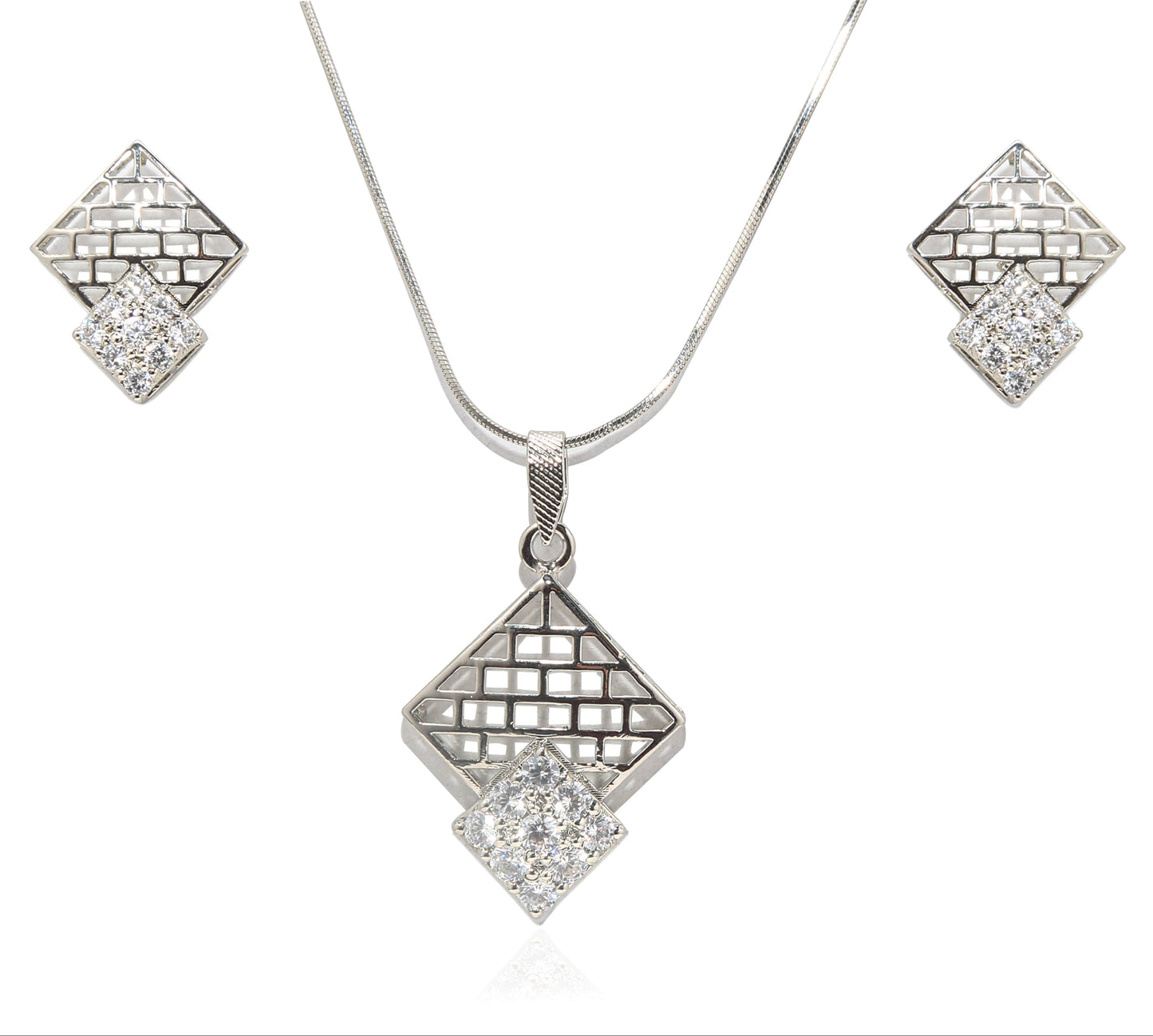 Kite Lattice Silver Pendant Set