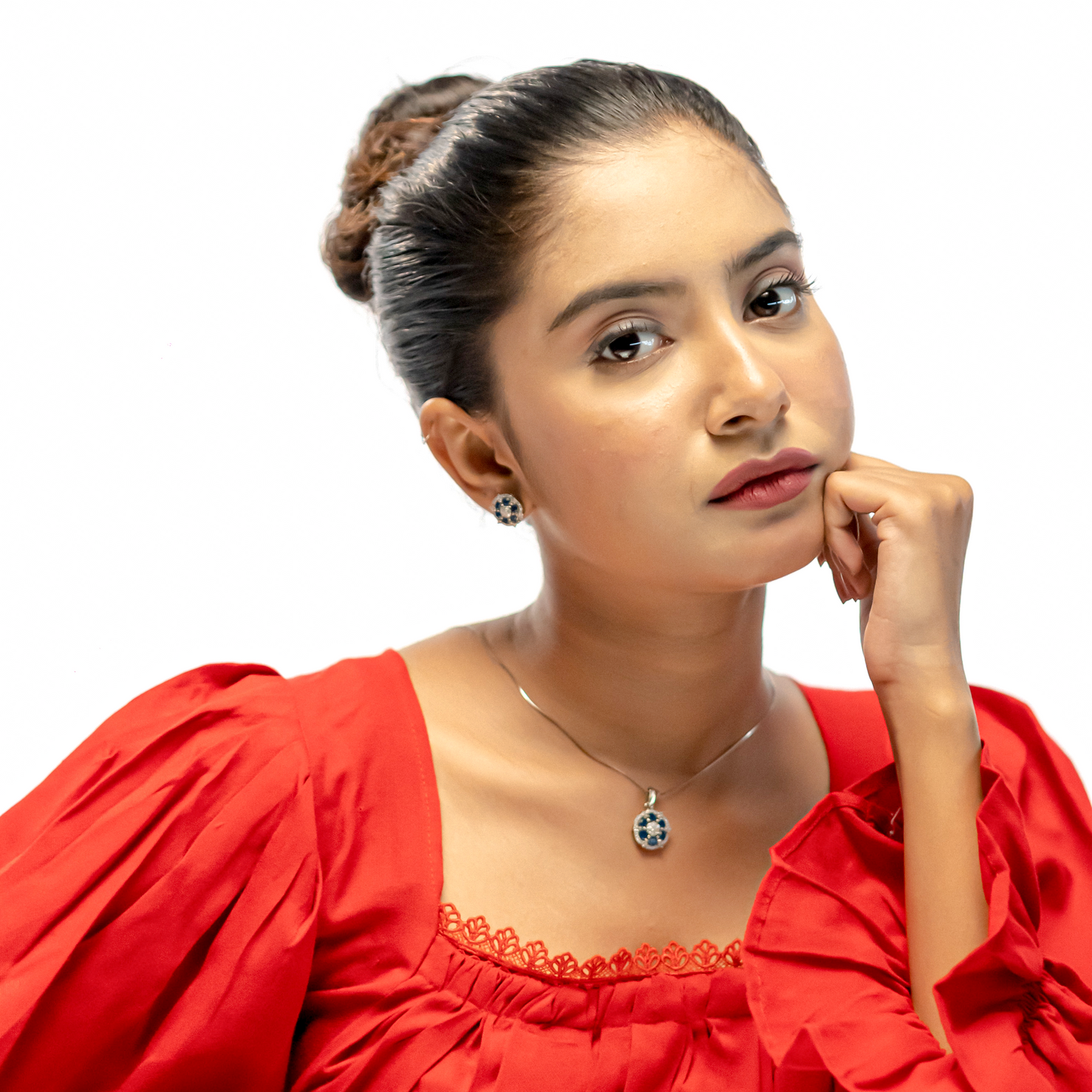 Royal Blue Sapphire  Pendant Set