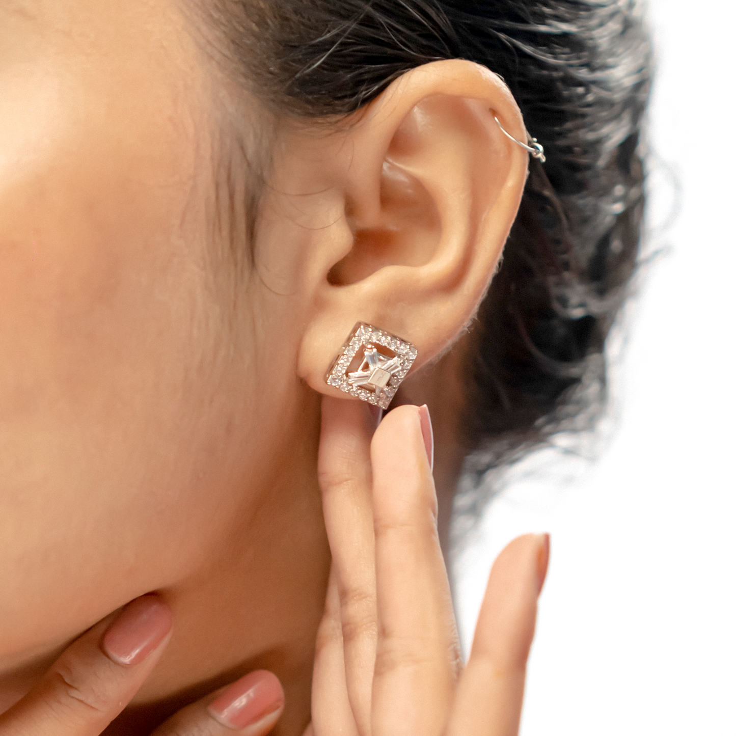 Radiance Square Silver Pendant  Set