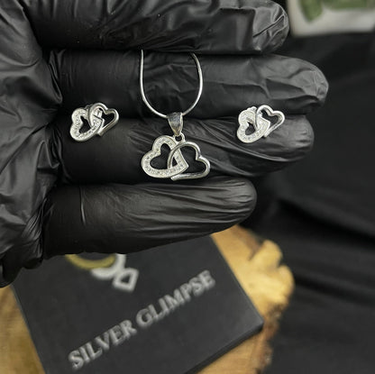 Eternal Hearts Silver Pendant Set