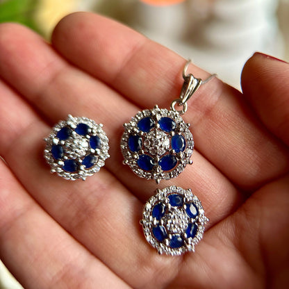 Royal Blue Sapphire  Pendant Set