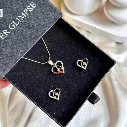 Celeste Heart Duo Silver Pendant Set