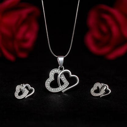 Eternal Hearts Silver Pendant Set