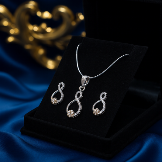Infinity-Inspired Silver Pendant Set
